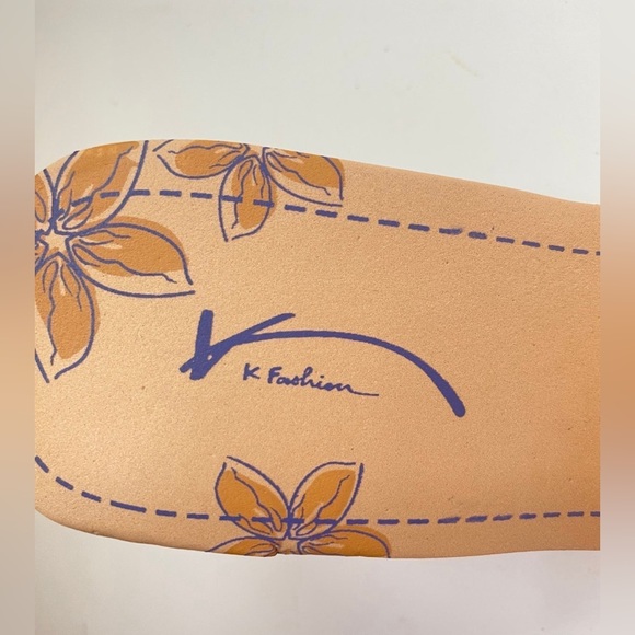 K Fashion Cut-Out Wedge Heel Slide Sandals, Peach, Size 37 - Picture 8 of 10